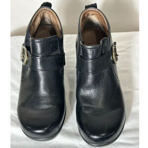 Sanita Norma Ankle Black Leather Wedge Comfort Walking Boots  Size 38 (7.5-8)
